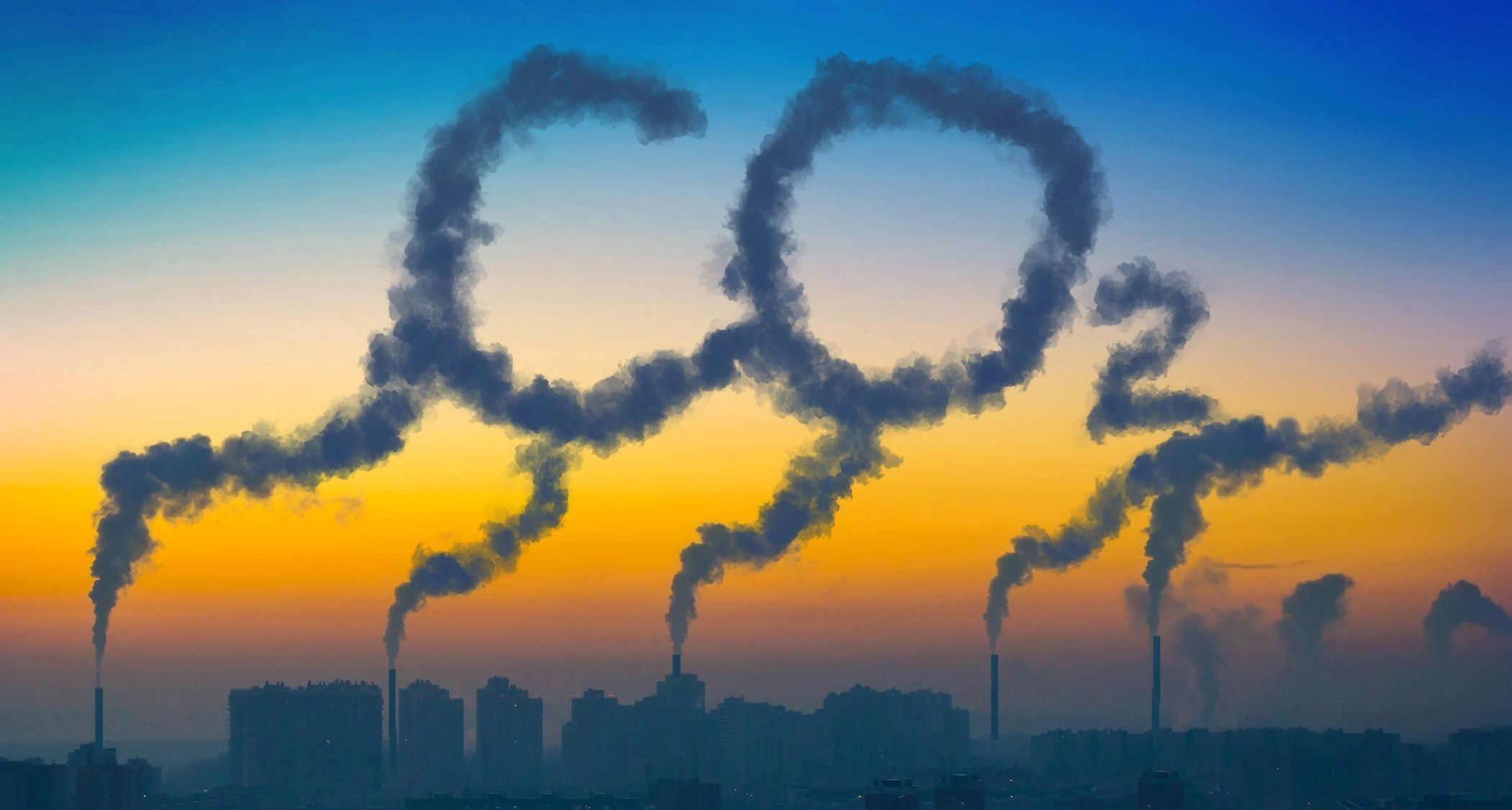 Clouds of pollution spelling out CO2