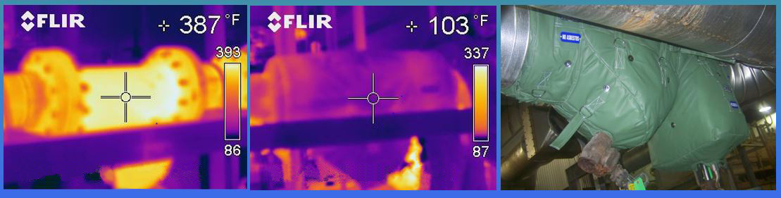 Thermographic image of radiant heat with and without Shannon removable Insulation Blanket