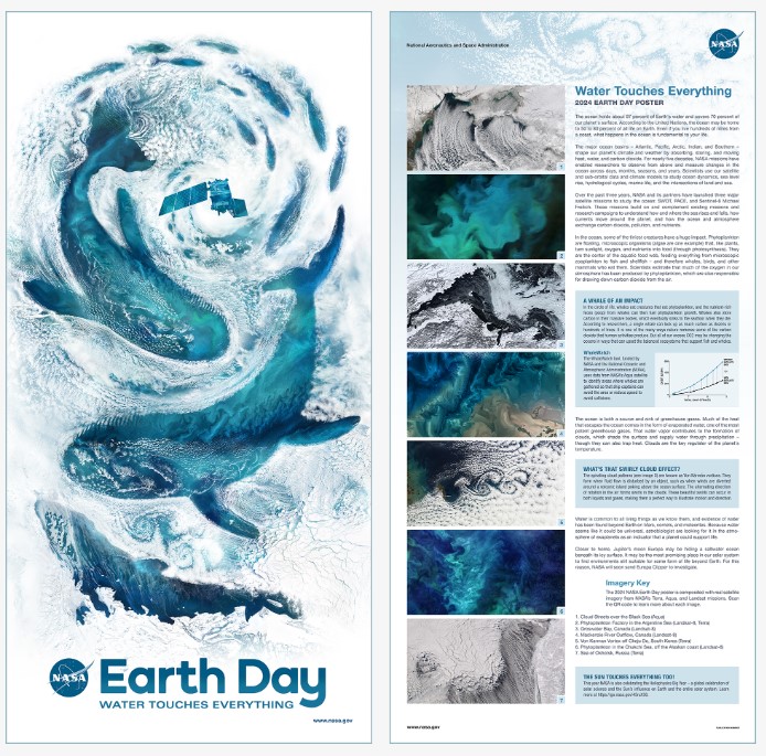 Water Touches Everything - Earth Day 2024 Poster from NASA - Vertical Front & Back