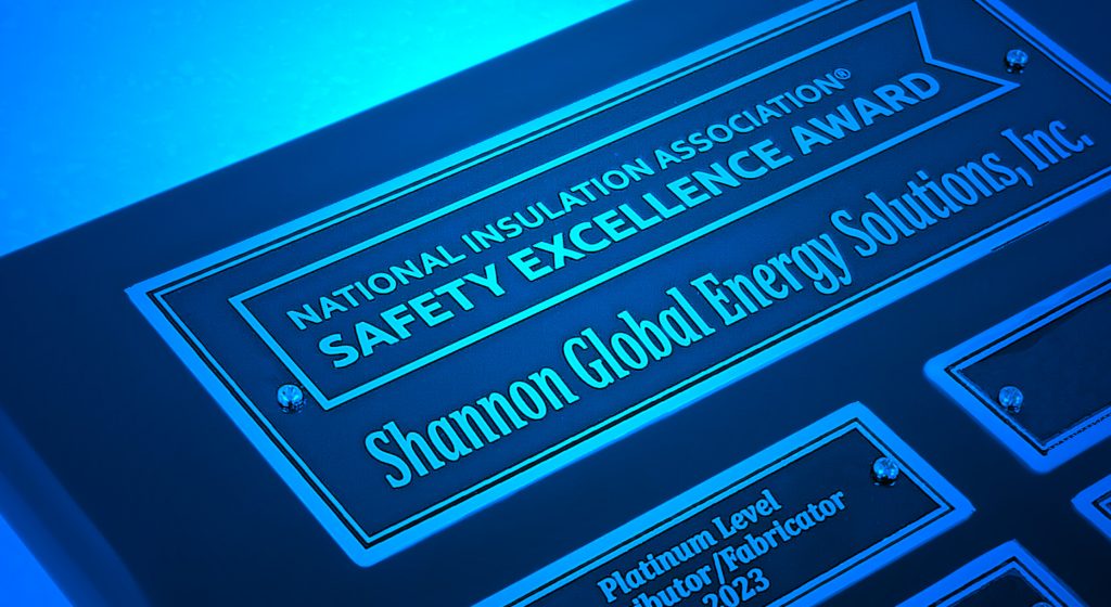 Photo of Platinum NIA Safety Excellence Award Plaque for Shannon Global Energy Solutions