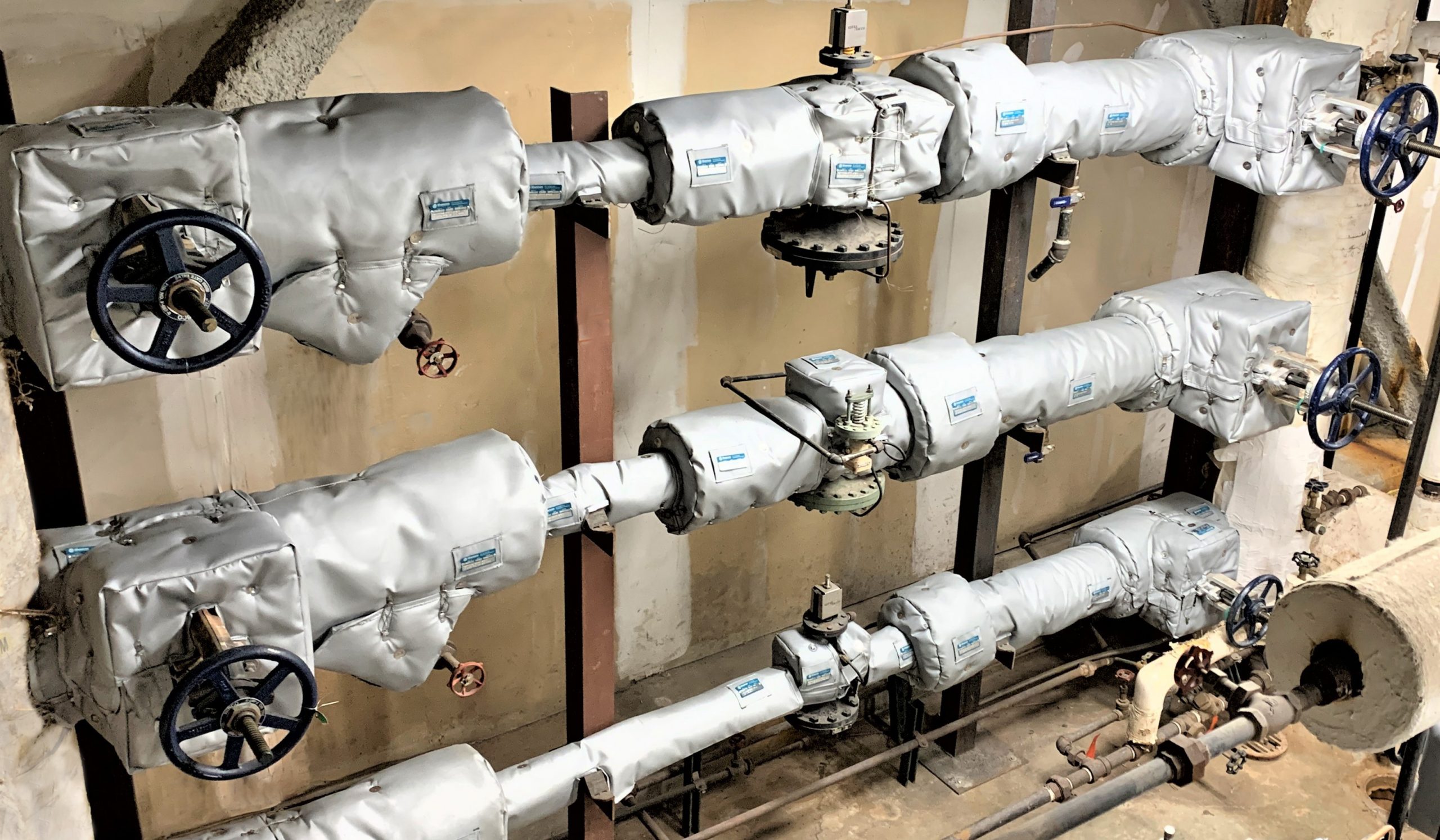 Photo Showing PRV Station, Blanket Insulation system on prv station valves , flanges and fittings