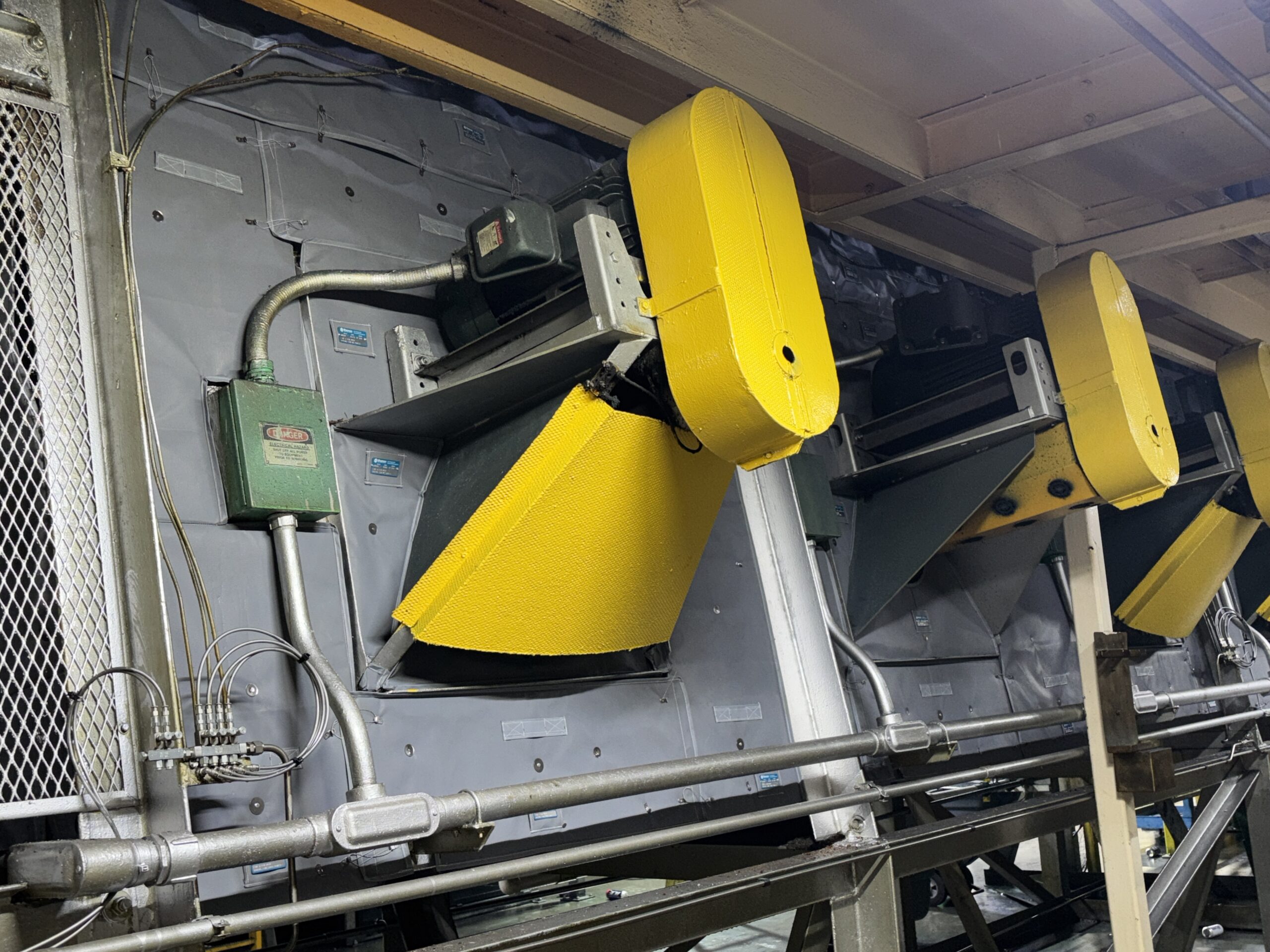 Photo of Pin Oven showing the expert fit of Shannon's Reusable Insulation Blankets around the complicated geometry of protruding elements for energy efficiency, costs savings and CO2 reduction