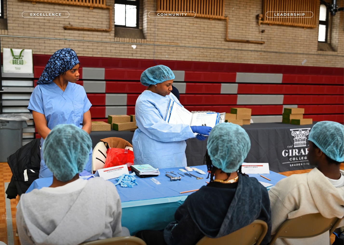 Girard College Speed Career Day - held in gym. Girard College prep-school promoting the trades and tech related to STEM for careers