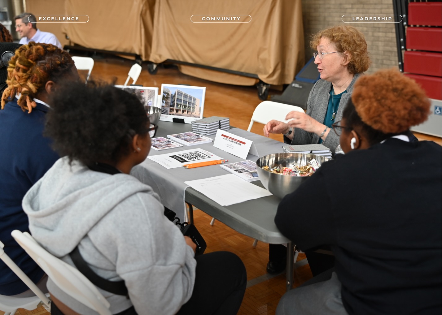 Girard College Speed Career Day - held in gym. Girard College prep-school promoting the trades and tech related to STEM for careers