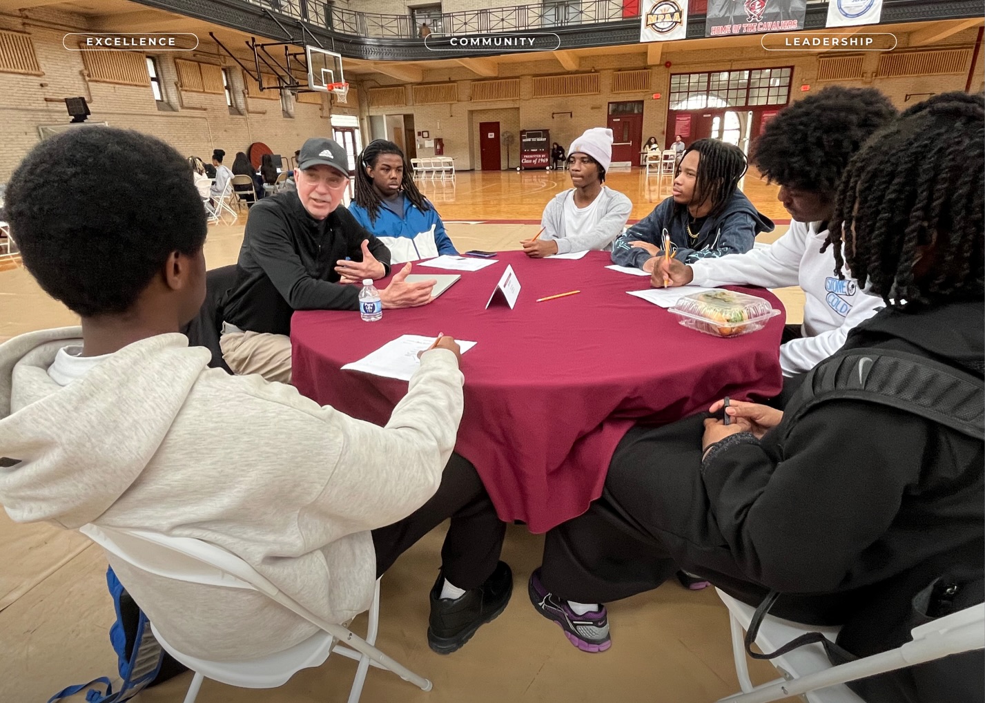 Girard College Speed Career Day - held in gym. Girard College prep-school promoting the trades and tech related to STEM for careers
