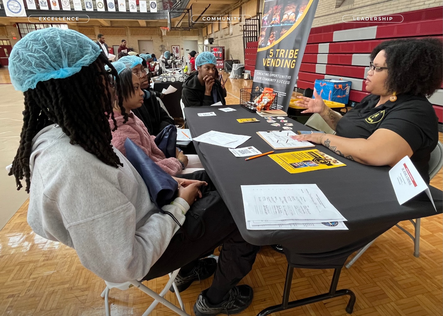 Girard College Speed Career Day - held in gym. Girard College prep-school promoting the trades and tech related to STEM for careers