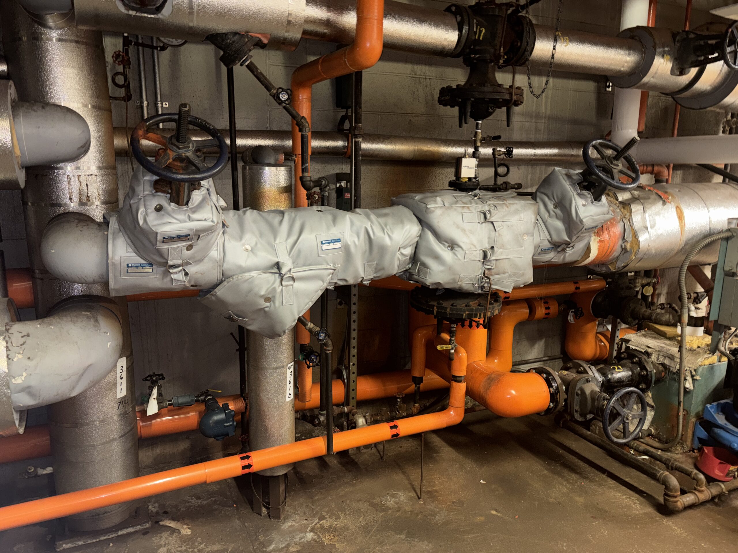 Gate Valve, Strainer, PRV station with Shannon reusable removable Insulation Jackets Blankets