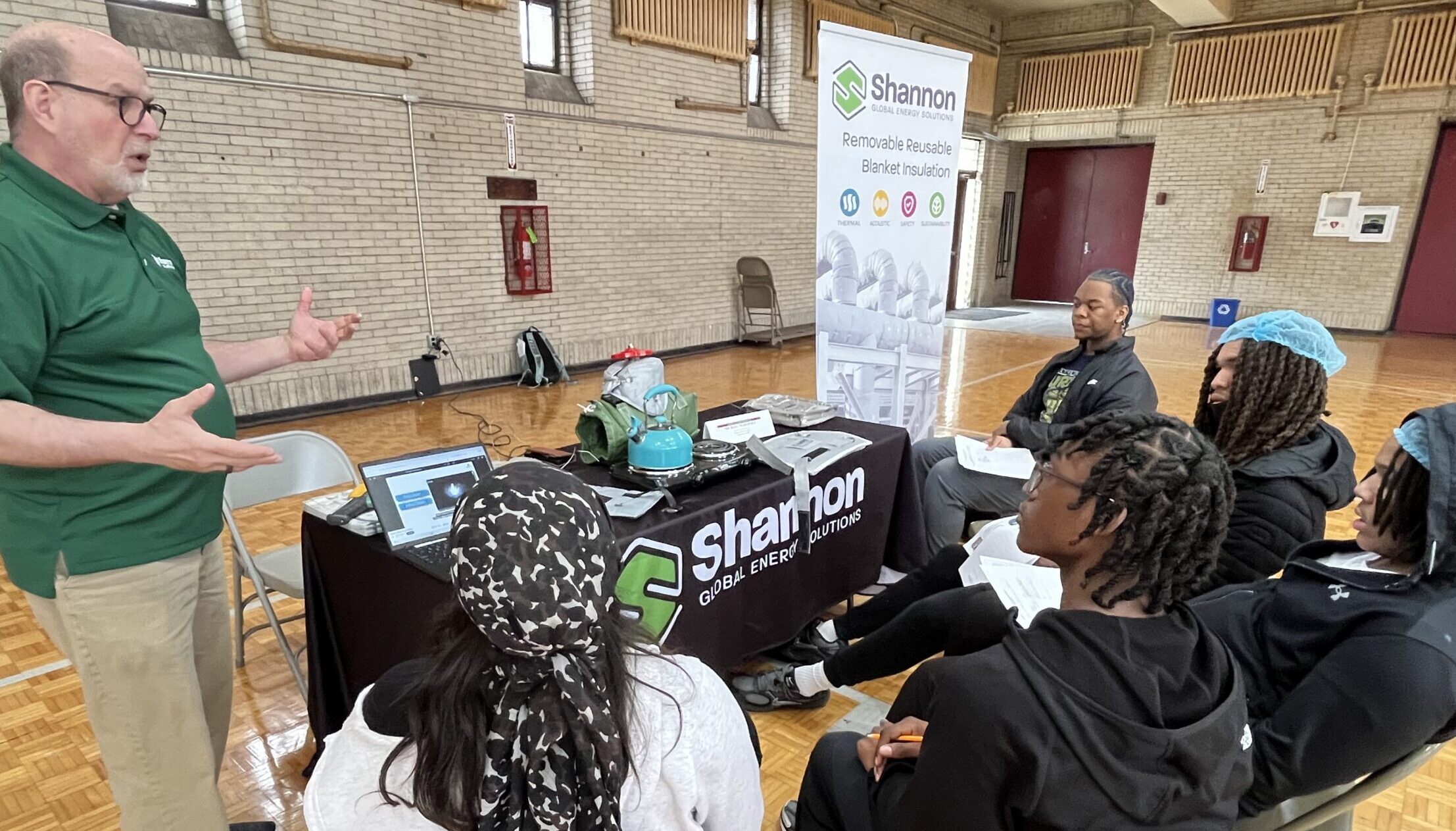 Mike Makofsky presenting to students at Girard College prep-school promoting the trades and tech for sustainability careers